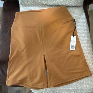We Wore What Biker Shorts in Camel